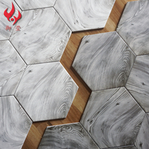 Grey wood grain hexagonal brick toilet background wall hexagonal tile Nordic minimalist kitchen wall brick balcony floor tiles