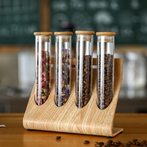 Coffee cooked beans raw beans sample rack baking depth display rack Cafe glass test tube tea display rack
