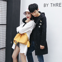 Couple clothes autumn clothes 2018 new autumn and winter Korean version of loose tooling female students Long couple windbreaker coat coat