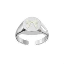 TOGGLER broken box mingma partner Fritillaria bow four flower flat sterling silver ring female opening ring