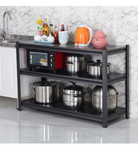 Kitchen shelving three-layer black carbon steel microwave oven rack 3 layers of storage rack metal floor containing shelf