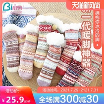 Bai Ling Bai Li plus velvet thickened autumn and winter cotton socks female Korean Japanese girl home socks warm floor socks winter tide