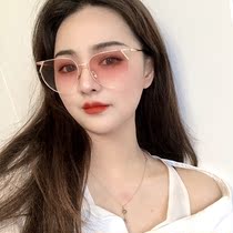 Summer New Internet Red Pink Gradient Transparent Sunglasses Small Red Book Recommended Holiday Wind Metal Sunglasses Sunscreen