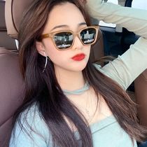 kim glasses mesh red style retro sunglasses orange tea colour letter polarized ink mirror female large face slim anti-UV