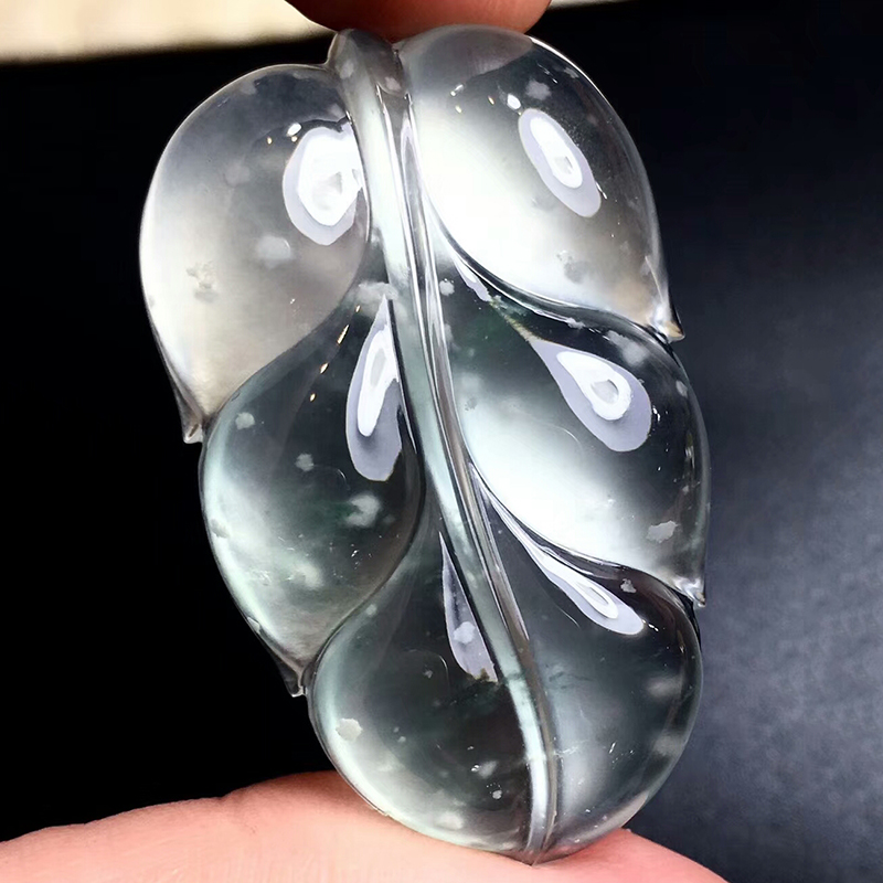 翡翠吊坠玻璃种叶子男女款高端翡翠饰品缅甸天然翡翠a货玉石挂件_7折