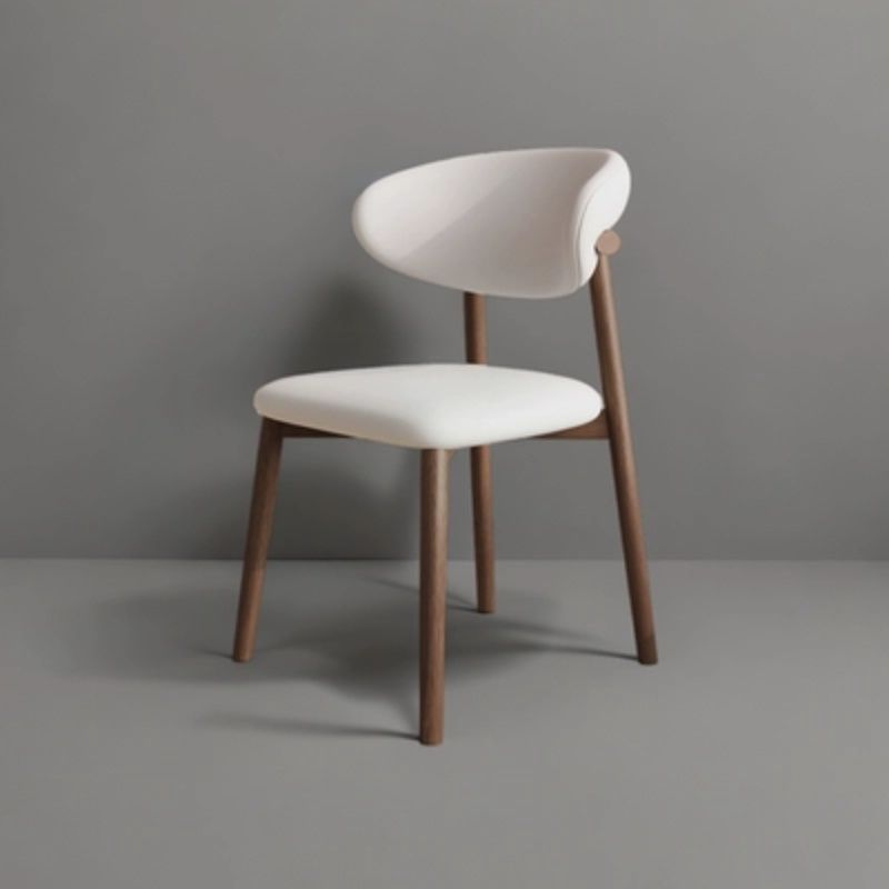 Nordic solid wood dining chairs, home wooden desks and chairs, modern minimalist restaurants, leisure light luxury, high-end backrest chairs (1627207:31470528911:Color classification:Off white cat claw leather+walnut color frame)