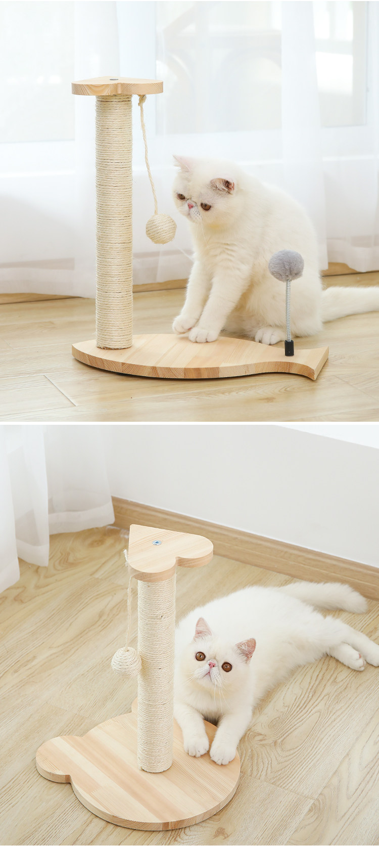 实木猫抓柱立式猫抓板剑麻猫爬架瓦楞纸窝耐磨磨爪器逗猫玩具用品