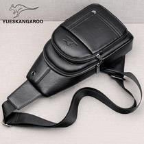Lesen Kangaroo Men Bag Bunk Bag Chest Bag Mens Single Shoulder Bag Inclined Satchel Leather Bag Small Satchel Backpack Chest front bag Tide Cards