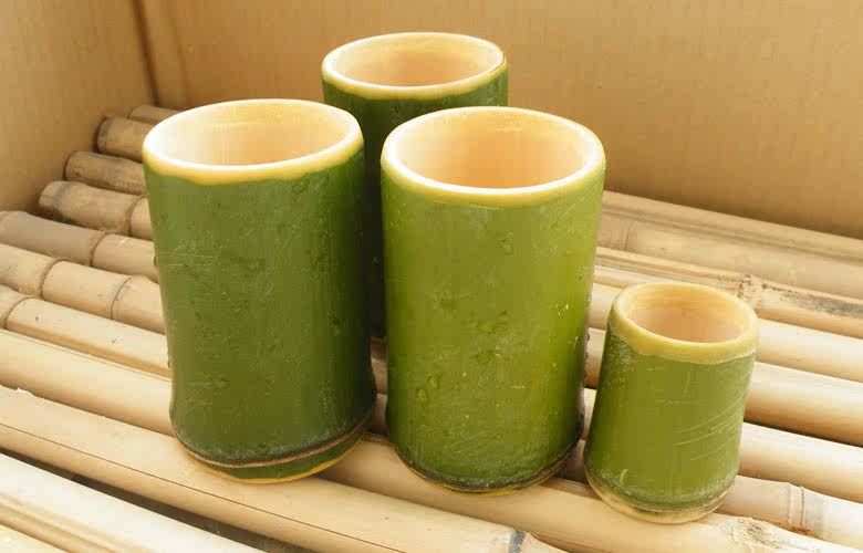 竹杯子 天然竹制茶杯水杯 无漆新鲜竹制品 竹酒杯啤酒杯 可定制