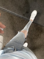 JoyingFeng leg fine control high waist light color hole jeans women nine points slim fit hip small foot pencil pants