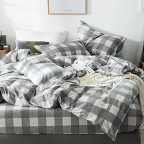 Japanese cotton cotton 100 bedding sheets washed cotton bedding dormitory princess wind quilt cover set of 3 quilt 4