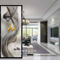 Modern Chinese art glass entry entrance double-sided screen Living room shoe cabinet Dining room bathroom partition wall Tulip