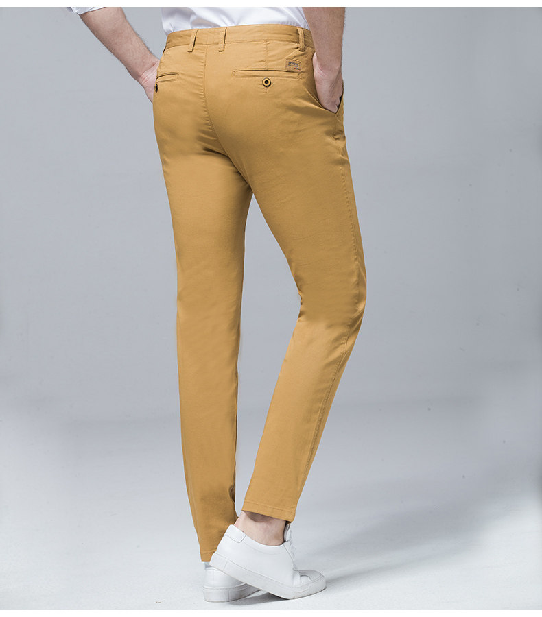 yaloo/雅鹿裤子男士潮流直筒裤新款春秋男士长裤修身商务休闲裤_挺