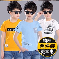 Thirteen-year-old boy summer dress T - shirt T2022 new child cotton shirt 12 for boy 15 years old 9 boy