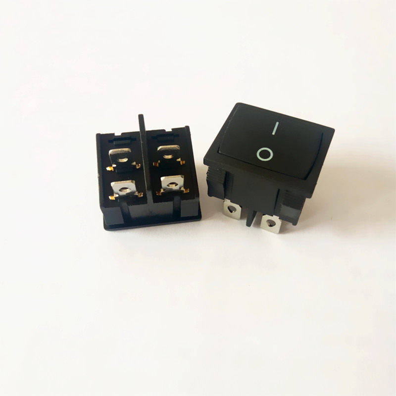 kcd5船型开关4脚2档翘板开关食品机械电源开关黑色铜脚档位开关