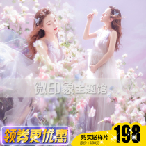 2021 exhibition photo studio Xiaoxin Qing section flower fairy dress Pregnant woman photo perspective sexy yarn skirt photo theme clothing