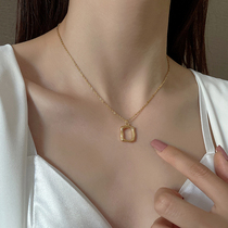 18k gold necklace 2021 new female light lavish niche design advanced titanium steel collarbone chain 2022 not to fall color