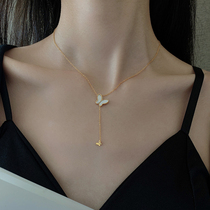 Butterfly necklace 2021 New female advanced design sensation small crowdsourced 18k gold titanium steel collarbone chain not to fall color 2022