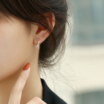 X-Shaped Cross Earrings Female Autumn Winter Korea Temperament Rose Gold Earrings Gold Earrings With Red Water Drill Ear Buckle 2021 New Tide