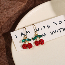 New Year Red Cherry Earrings 2021 New Tide Ear Nail Temperament Superior Pure Silver Earrings Accessories of the Year of the Tiger