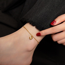 Snake Bone Chain Foot Chain Women 2021 New Internet Red Lucky Golden Bean Bean Good Luck Advanced Titanium Steel Not Off Color