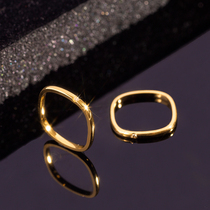 Square Rings Female ins Chains Not Falling color Little crowddesign Founder drilled fine ring 18k gold ring small square ring titanium steel
