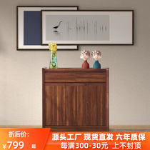 Solid wooden shoe cabinet household door new entrance door closet one against wall-style walnut wood collection cabinet