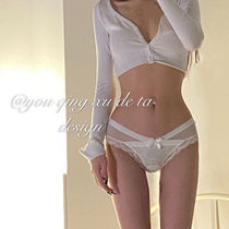 Simple thin mesh underwear women low waist antibacterial comfortable cross bow lace transparent breifs