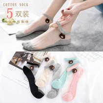 Socks womens Korean version of socks stockings womens summer thin Japanese crystal socks glass silk shallow boat socks transparent invisible