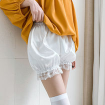 Pumpkin pants bottoming female outer wear summer JK uniform high waist loose black skirt anti-light thin safety pants lace