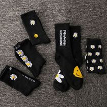 Girls flower socks stockings men blitz 6 Christmas high socks small daisy flower tide accessories decoration high cold wind