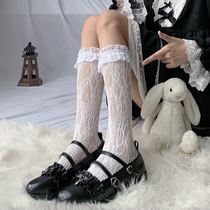 Lolita JK lace calf socks womens summer thin mid-tube cute Japanese lolita lace white silk stockings
