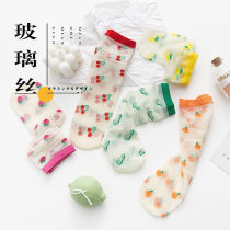 Socks womens summer thin Korean fruit cartoon transparent invisible net red socks