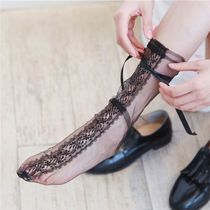 Tower socks one size fairy transparent net gauze Japanese princess style lace strap lolita cute soft sister Mid socks