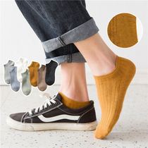 Socks mens socks mens spring and summer deodorant and sweat-absorbing short tube low-end shallow boat Socks tide thin Japanese vertical bar double needle