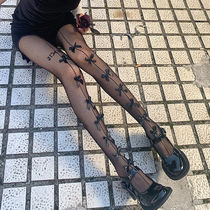 Bow fishnet stockings womens thin summer sexy Loli hollow thin legs beautiful legs long tube bottoming one-piece tights
