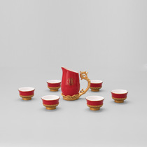 Rongchai original light luxury Deji ceramic wine set liquor set liquor wine dispenser gift box sake wine glass business gift