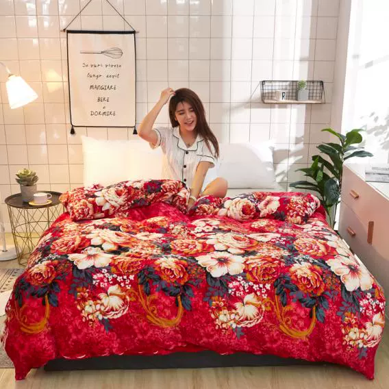 Mua một! Vỏ pha lê dày bao gồm bộ đồ giường mùa đông ấm áp flannel nhung nhung - Quilt Covers