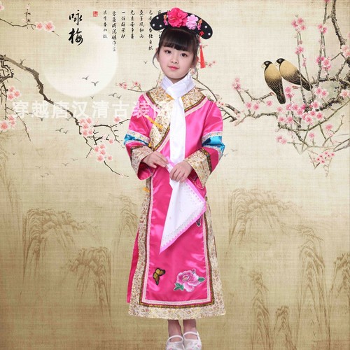 Children's ancient chinese qing dynasty princess cosplay costume dress girls drama huanzhu gege cosplay dresses in Qing Dynasty