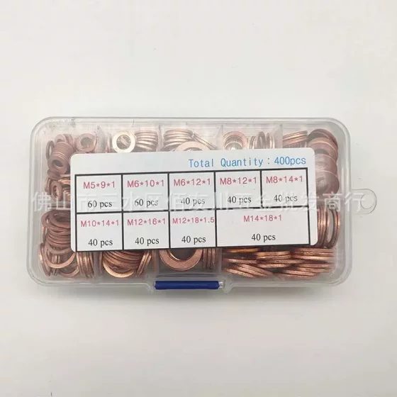 400pcs/박스 구리 밀봉 개스킷 상자 구리 오일 밀봉 개스킷 조합 O- 타입 평면 개스킷 400pcs/박스 구리 밀봉 개스킷 상자 구리 오일 밀봉 개스킷 조합 O- 타입 평면 개스킷