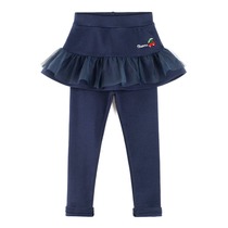 Girls fake two-piece culottes Spring and Autumn plus velvet trousers childrens female treasure cotton belt skirt gauze skirt trousers leggings