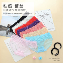 Sexy lace panties womens passion ultra-thin transparent perspective mesh hot student low-waist ice silk briefs