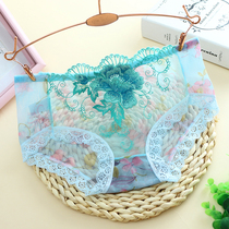 Sexy plus size panties female hot temptation lace embroidery transparent mesh womens briefs sexual confusion passion snow