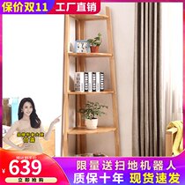Living room corner corner solid wood shelf living room bedroom trapezoidal multi-level floor flower stand bookshelf triangle shelf