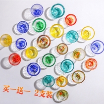 Exit Japan Colour glass cup Tea Cup Hammer Stripe Small Wine Glass One Mouth Cup Blue Clear Wine Cup Fruit Wine Plum Wine Cup