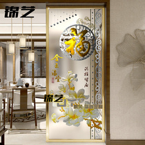 Customized gold stainless steel tempered glass screen partition wall worn double sided decoration New Chinese maskroom