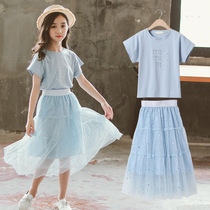 Next Alice girl suit summer 2021 new Korean version of the childrens foreign style two-piece set in the big child princess dress