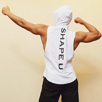 Summer male hooded vest cotton sleeve-free shirt and shoulder sports T-shirt breathable fitness basketball training clothes Han Chao