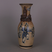 Qing official kiln figure blue and white double ear bottle old old old old antique antique porcelain collection classical hotel decoration ornaments