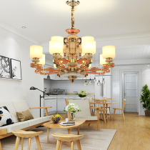 New Chinese style living room lamp Chinese style Jade Dining room Bedroom study tea room villa household natural marble chandelier